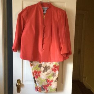 Coral silk pantsuit 18wp